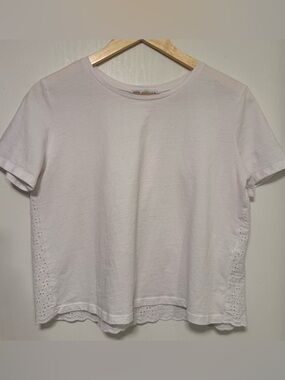 ZARA Romantic White Eyelet Lace Babydoll Top Size M